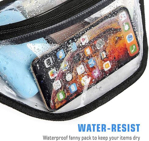 Clear Fanny Pack, BuyAgain Clear Transparent Waterproof Stadium Approved Waist Fashion Pouch Bag for Women Men Concerts Work office Sports Travel and Daily Use in Kuwait