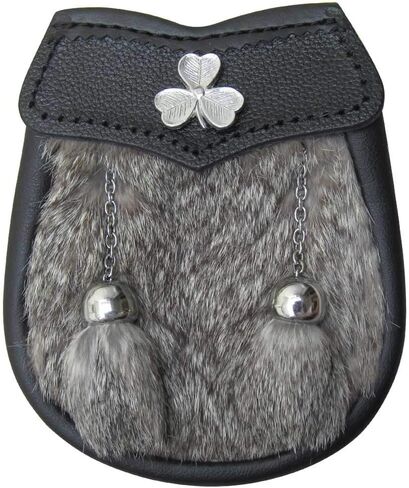 AAR New Baby Fur Sporran Scottish Free Chain Leather Kilt Multi Design Brown Fur 2 Tassels in Kuwait