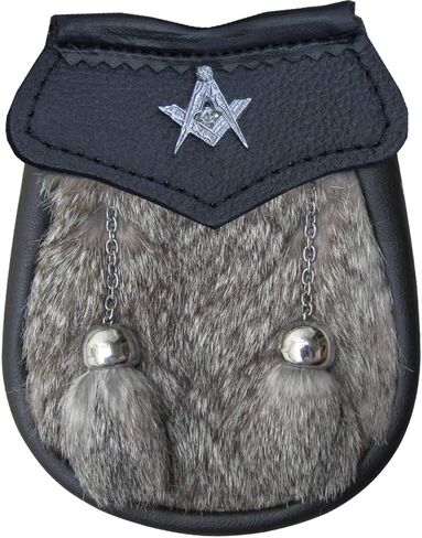 AAR New Baby Fur Sporran Scottish Free Chain Leather Kilt Multi Design Brown Fur 2 Tassels in Kuwait
