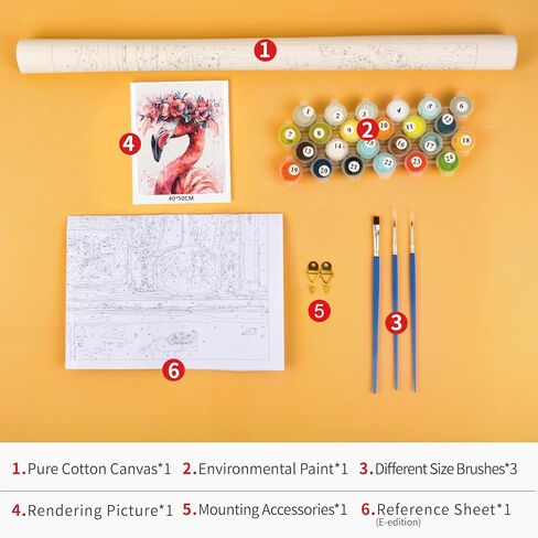TUMOVO Paint by Numbers for Adults Beginner, Flamingo with Flowers Paint by Numbers Adults' Paint-by-Number Kits DIY Painting by Numbers Animals Adult Paint by Number Oil Painting Kit, 16 x20 Inch in Saudi Arabia
