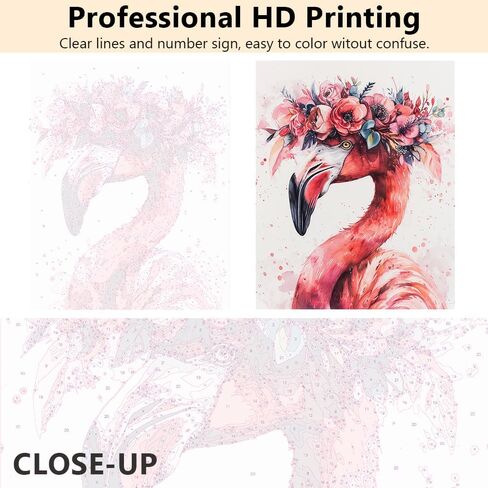 TUMOVO Paint by Numbers for Adults Beginner, Flamingo with Flowers Paint by Numbers Adults' Paint-by-Number Kits DIY Painting by Numbers Animals Adult Paint by Number Oil Painting Kit, 16 x20 Inch in Saudi Arabia