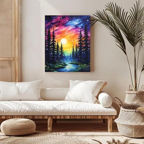 BXXRBX Starry Night Paint by Numbers Kit for Adults- Adult Paint by Number Kits on Canvas Landscape, Forest Number Painting for Home Wall Decor 16x20 Inch in Saudi Arabia
