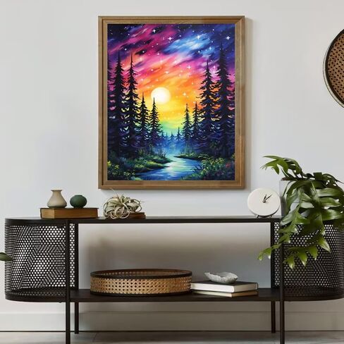 BXXRBX Starry Night Paint by Numbers Kit for Adults- Adult Paint by Number Kits on Canvas Landscape, Forest Number Painting for Home Wall Decor 16x20 Inch in Saudi Arabia