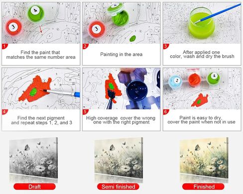 TUMOVO Paint by Number for Adult, Black Cat Paint by Numbers Flowers Cat Adult Paint by Number Kits DIY Painting by Numbers Adults' Paint-by-Number with Paints and Brushes on Canvas, 16 x20 Inch in Saudi Arabia