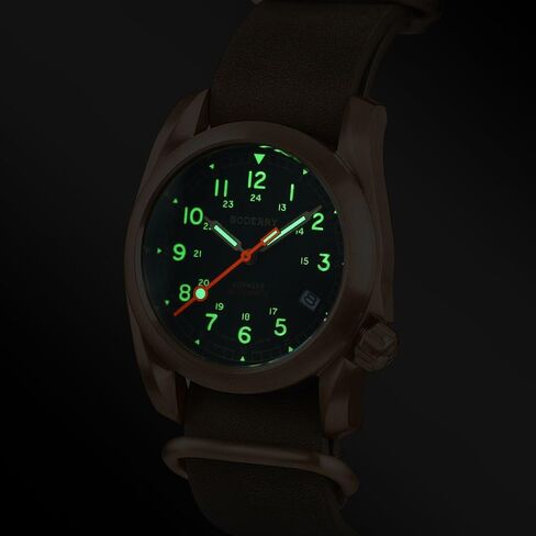 BODERRY Men's Watch Bronze Automatic Field Watch 40mm Military Watch Date Function 100M Waterproof with Genuine Leather Strap Japanese Mechanical Movement & Screw Down Crown—Voyager in Saudi Arabia