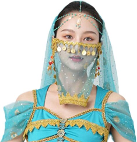 Wuchieal Women's Belly Dance Tribal Face Veil With Halloween Costume Accessory Cosplay Veil in Kuwait