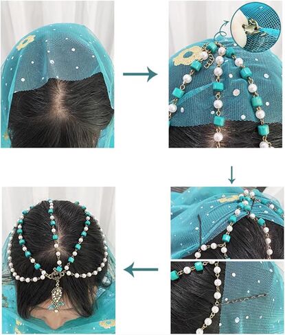 Wuchieal Women's Belly Dance Tribal Face Veil With Halloween Costume Accessory Cosplay Veil in Kuwait