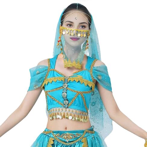 Wuchieal Women's Belly Dance Tribal Face Veil With Halloween Costume Accessory Cosplay Veil in Kuwait