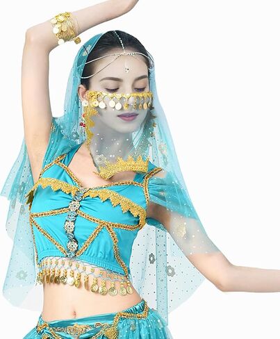 Wuchieal Women's Belly Dance Tribal Face Veil With Halloween Costume Accessory Cosplay Veil in Kuwait