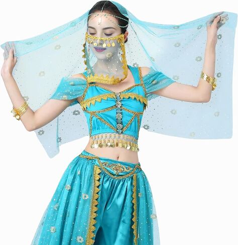 Wuchieal Women's Belly Dance Tribal Face Veil With Halloween Costume Accessory Cosplay Veil in Kuwait