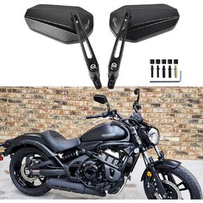 DREAMIZER Motorcycle Rear View Mirrors Black Universal 8MM 10MM Rearview Side Mirror Anti-glare Mirrors Compatible with Honda Rebel Shadow Spirit Aero Arrow 600 750 1100 VTX1800 Magna V Star Vulcan