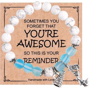 Cheerleading Charm Bracelet with Encouragement Card,Cheer Beaded Bracelets Cheerleading Jewelry Cheerleading Gift Bracelet for Cheer Team Cheerleader