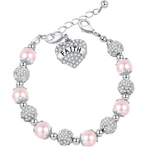Faith Bracelet Inspirational Message Prayer Pink Beaded Bracelet Handmade Jewelry Encouragement Gift