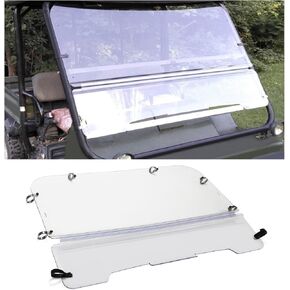 KUAFU Front Flip Windshield Compatible with 2001-2008 Kawasaki Mule 3000 3010 Folding Windscreen - Clear