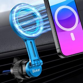 حامل هاتف السيارة Blukar لـ MagSafe، [مغناطيس قوي 20xN52] حامل هاتف مغناطيسي للسيارة بفتحة تهوية - دوران 360 درجة، حامل هاتف السيارة فائق الثبات لسلسلة iPhone12-16 وغيرها مع لوحة معدنية - وردي