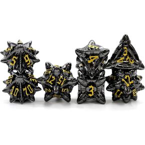 Metal Ancient Silver D&D Dice Set,Polyhedral DND Punk Dice Set with Box,7pcs RPG Dice Set for Tabletop Game (Silver Blue)