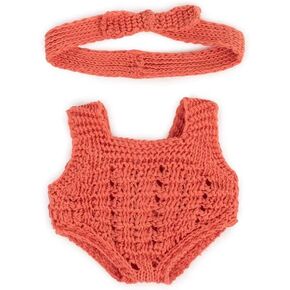 Miniland Clothes for Dolls 8 1/4'' Knitted Outfit Rompers & Headband - ECO, Made in Spain, Quality, Role Play, Educational