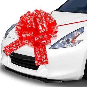 Waydress 20 Inch Wide Christmas Big Car Bow Pull Wreath Bow Wrapping Large Bow Waterproof Giant Bow Present Ribbon Bow for Decor Wedding New Houses Party Celebration Birthday