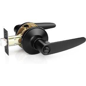Probrico 3 Pack Passage Door Lever Black Door Handles, Keyless Door Knobs Door Lock for Hallway Doors, Closets, Lounge