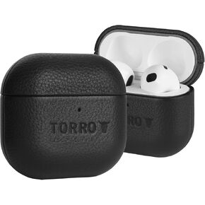 TORRO Leather Case Compatible with AirPods (4th Generation) – Genuine Leather AirPods 4 2024 Cover (Blue)