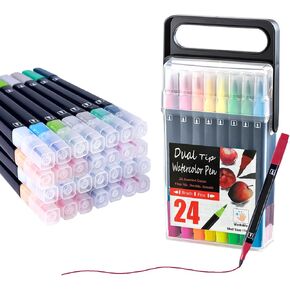 Double Sided Markers, Non Toxic Markers for Kids Ages 4-8, Water Based Vibrant Coloring Kids Markers with Reusable Carry Case