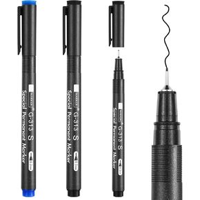 3 Pcs Photo Pen, 0.3mm Photo Marker for Slick Surface Writing, Waterproof, Lightfast, No Penetration, Permanent Marker Suitable for Christmas Cards, Film, Optical Lens (2 Black &1 Blue)
