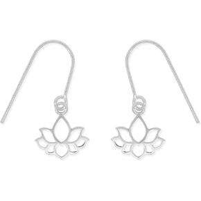 Boma Jewelry Sterling Cutout Lotus Flower Blossom Dangle Earrings