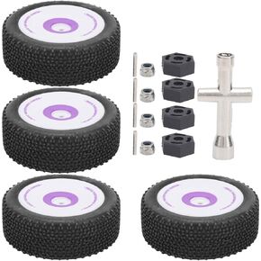 VGEBY 4Pcs Rubber RC Tires, 1/12 Scale Front Rear RC Wheels and Tires Set Compatible with WLtoys 124019 Remote Control Cars