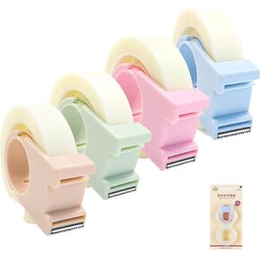 4 Pack Invisible Tape with Mini Dispenser Set, Magic Tape, Writable Tape, Repairable Tape, Portable Repairing for Office School Home, 5 Dispensered Rolls, 0.5 x 700 Inch
