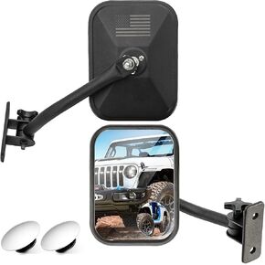 MKING Doors Off Mirror,Rear View Mirrors,Side Mirrors for Compatible With Jeep Wrangler 1996-2017 TJ JK,Easy-Install Quick Release Mirror Relocation Kit(Including installation accessories)