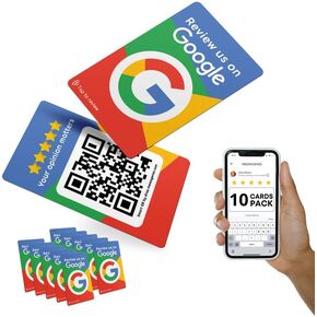 بطاقة Tap قابلة لإعادة الاستخدام لمراجعات Google - حزمة مكونة من 4 بطاقات - بطاقة مراجعة QR & Tap NFC - راجعنا على بطاقة Google Tap - iPhone وAndroid - عزز بطاقة مراجعاتي - إعداد في المنزل | بواسطة الرسائل in Kuwait