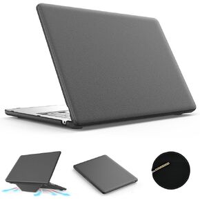 Case for MacBook Air 15 Inch Case,Foldable Stand and Mouse Pad/Bag,Plastic Hard Shell,Exquisite PU Leather Protective Cover for MacBook Air 15 Inch(2022/2024)[M2 A2941/M3 A3114](Black)