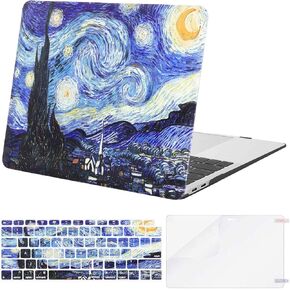 MOSISO Compatible with MacBook Air 13 inch Case 2022 2021 2020 2019 2018 Release A2337 M1 A2179 A1932 Retina Display Touch ID, Plastic Pattern Hard Shell&Keyboard Cover&Screen Protector, Starry Night