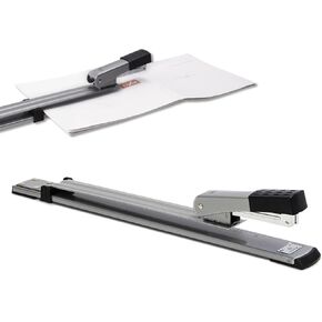 Deli Long Reach Stapler Jam Resistant Booklet Stapler for Book Binding, Art Journaling - Silver (2024 Gifts)