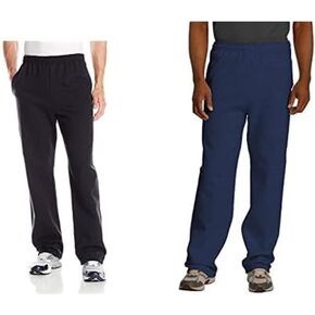 Jerzees Men's Adult Open Bottom Sweatpants, Black/Navy, X-Large