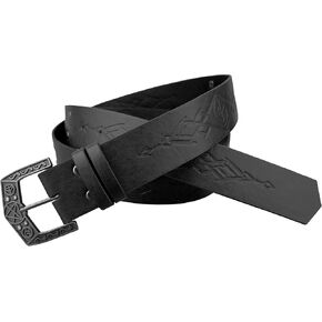 HiiFeuer Medieval Alchemy Faux Leather Buckle Belt, Fantasy Embossed Wizard Knight Belt for LARP Cosplay