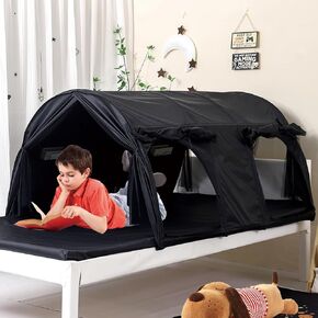 Sensory Bed Tent for Kids, Lucky Castle Black-Out Bed Tent for Children with Autism, ADHD, SPD- Calm Down Corner Helps Kids Relax, Reduce Anxiety & Improve Focus- Play Tent with Door & Window