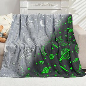 inhand Glow in The Dark Blanket Gaming Gifts for Boys Controller Kids Throw Gamer Blanket Gamer Toys for Kids Boys Presents Birthday Easter Halloween Grey 30"x40"
