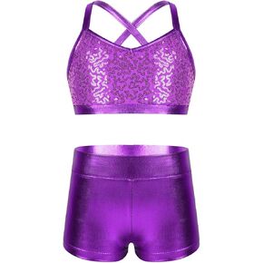 iEFiEL Kids Girls 2PCS Tankini Ballet Dance Sports Gym Workout Polka Dots Tank Top Bottoms