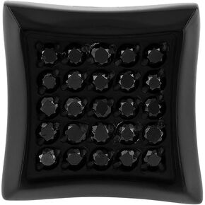 Black Stainless Steel 9.6mm Single Flared Square Pushback Stud Earring - Choice of Color
