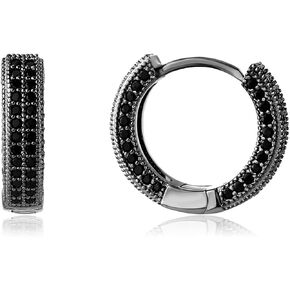OYOGAAA Black Hoop Earrings For Men Colorful Cubic Zirconia Red Green Black Daimond Cartilage Black Earrings Fashion Trendy Women Mens Hoop Huggie Earrings Aretes Negros Para Hombre