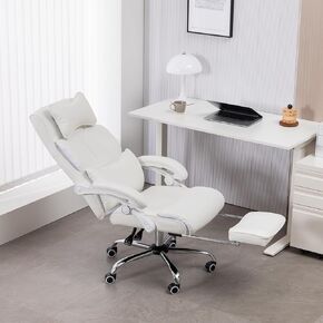 Office Chair with Foot Rest, Big and Tall Office Chair with Leg Rest, Executive Office Chair, Reclining Office Chair with Footrest High Back Leather Ergonomic Office Chair, Black