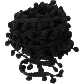 uxcell 20 Yards Pom Pom Ball Fringe Trim, Ribbon Sewing Accessory DIY Crafts for Home Curtain Clothes Pillow Decoration (8mm, Black)