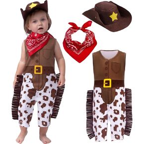 Spooktacular Creations Halloween Baby Costume Brown Cowboy, Toddler Cowboy Outfit Costume with Cowboy Hat, Bandana