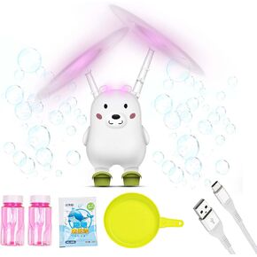 Bubble Bear Machine for Kids –Automatic Bubble Machine with LED Lights, Bubble Solution and Bubble Tray, Best Birthday Gift for Girls and Boys Bear Toy (Bear Style)