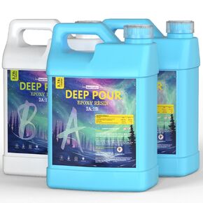 Deep Pour Epoxy Resin Kit 3 Gallon, Casting Resin Epoxy 2:1 for 2-4 inch Depth, Clear Crystal resina epoxica for Art Craft, River Table, Bar Top, Wood