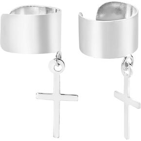 AeraVida Meaningful Devotion Cross.925 Sterling Silver Ear Cuffs | Cross Ear Cuff Earrings for Women | Cuff Earrings for Women No Piercing | Sterling Silver Cross Cuff Earrings