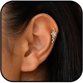 Star Cuff Earrings for Women Cubic Zircon Star Ear Cuff Non Piercing Ear Cuffs Gold Silver Dainty Star Ear Cuff Festival Jewelry Accessories