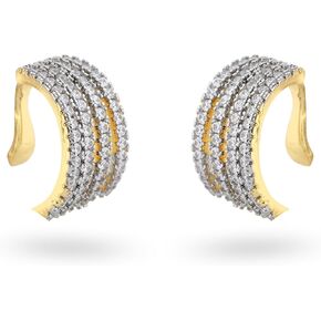 18K Gold Plated Cubic Zirconia Wide Ear Cuff Earrings for Women - Clip On Cartilage
