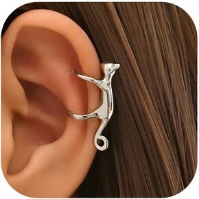 Cat Earrings for Women Cat Ear Cuff Clip On No-Pierce Fashion Earrings Lying On The Ear Cat Decoration Earrings
